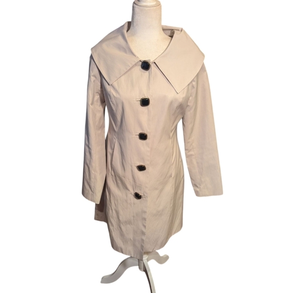 Vertigo Paris Cream Trench Coat Designer Chic Bow Back Tailored Sz S - Picture 4 of 13